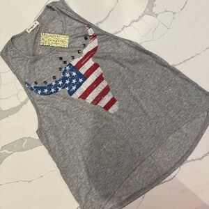 Ginger G Gray Tank with Patriotic Bull Design